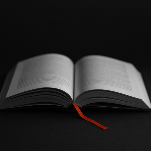 Open book with an orange ribbon bookmark