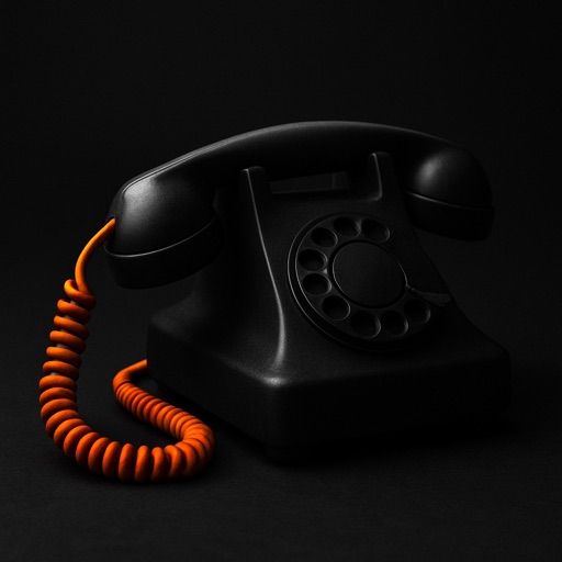 Rotary telephone with an orange coiled cord